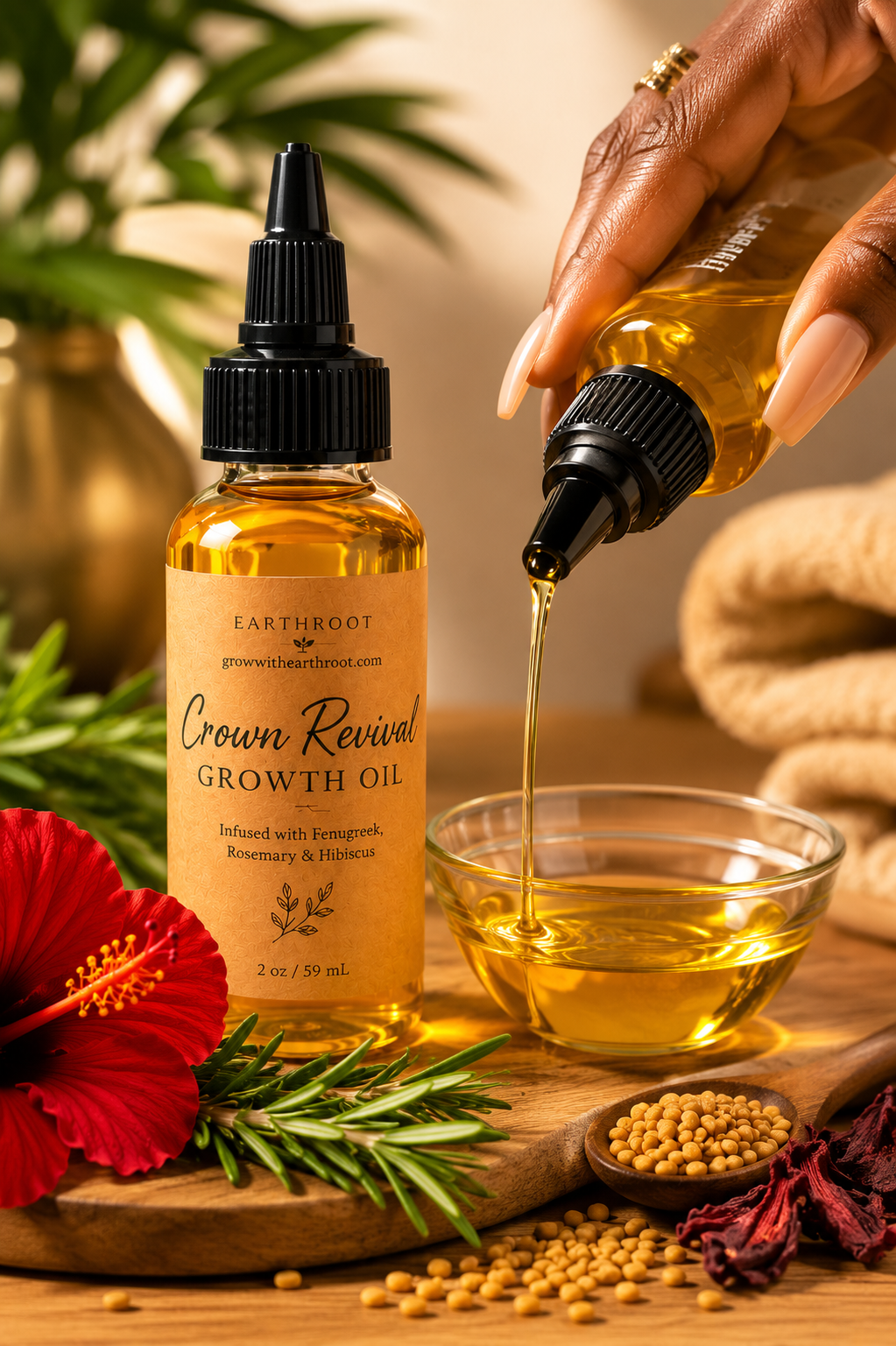 Earthroot Crown Revival Growth Oil Strengthen & Restored